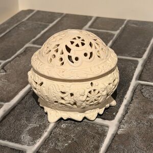 Intricate Cream Ceramic Decorative Box